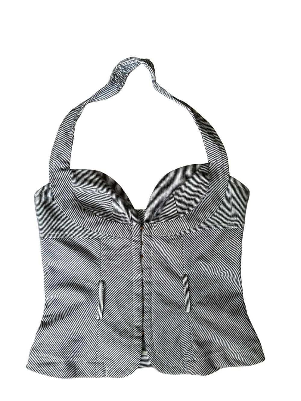 Urban Behavior Navy and White Striped Halter Bustier Top Size S Y2K Festival